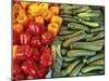 Red Peppers, Yellow Peppers and Courgettes on a Market Stall-John Miller-Mounted Photographic Print