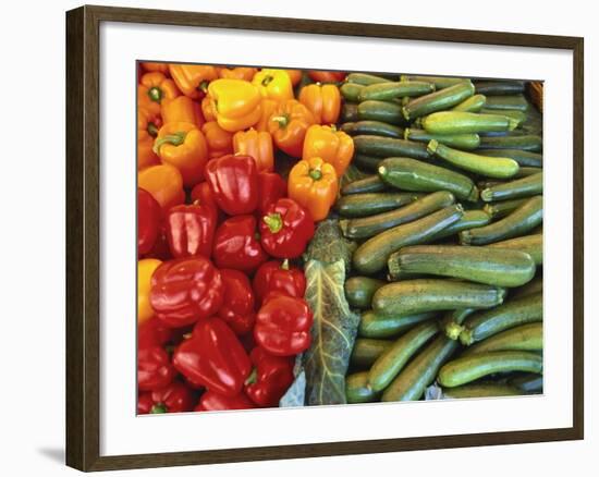 Red Peppers, Yellow Peppers and Courgettes on a Market Stall-John Miller-Framed Photographic Print