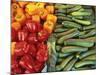 Red Peppers, Yellow Peppers and Courgettes on a Market Stall-John Miller-Mounted Photographic Print