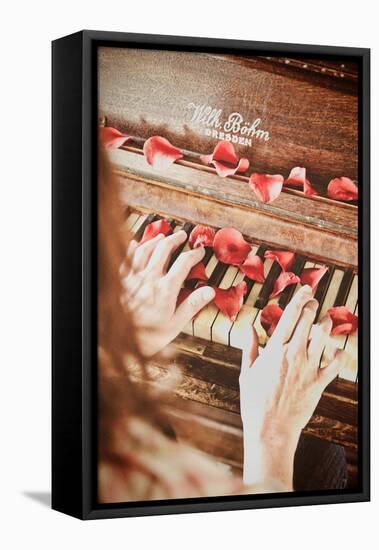 Red Petals on a Piano-Steve Allsopp-Framed Stretched Canvas