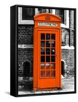 Red Phone Booth in London painted Orange - City of London - UK - England - United Kingdom - Europe-Philippe Hugonnard-Framed Stretched Canvas