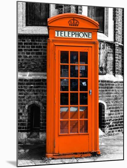 Red Phone Booth in London painted Orange - City of London - UK - England - United Kingdom - Europe-Philippe Hugonnard-Mounted Photographic Print