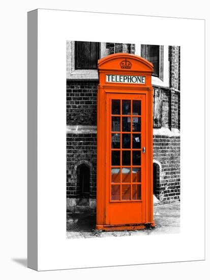 Red Phone Booth in London painted Orange - City of London - UK - England - United Kingdom - Europe-Philippe Hugonnard-Stretched Canvas