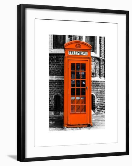 Red Phone Booth in London painted Orange - City of London - UK - England - United Kingdom - Europe-Philippe Hugonnard-Framed Art Print