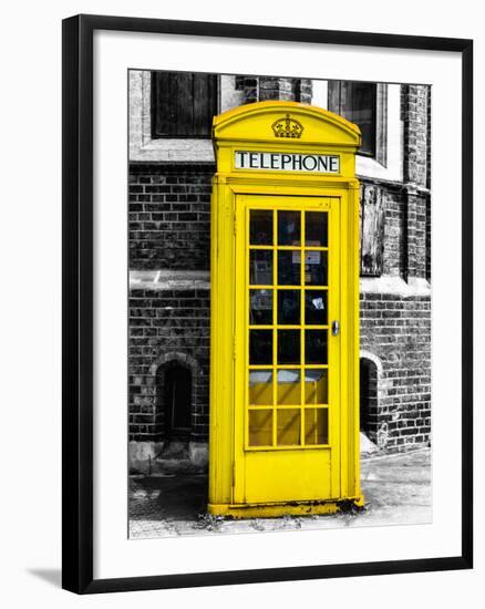 Red Phone Booth in London painted Yellow - City of London - UK - England - United Kingdom - Europe-Philippe Hugonnard-Framed Photographic Print