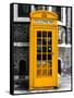 Red Phone Booth in London painted Yellow - City of London - UK - England - United Kingdom - Europe-Philippe Hugonnard-Framed Stretched Canvas