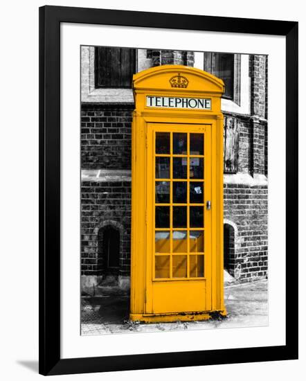 Red Phone Booth in London painted Yellow - City of London - UK - England - United Kingdom - Europe-Philippe Hugonnard-Framed Photographic Print