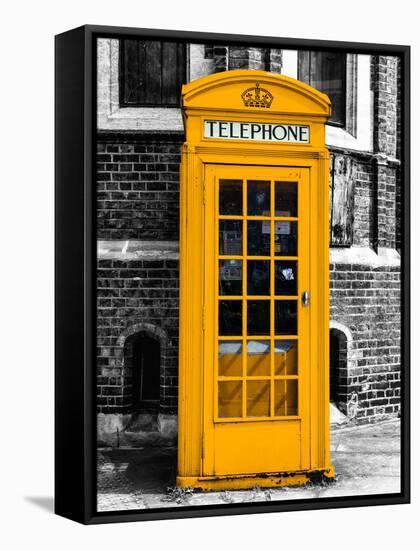 Red Phone Booth in London painted Yellow - City of London - UK - England - United Kingdom - Europe-Philippe Hugonnard-Framed Stretched Canvas