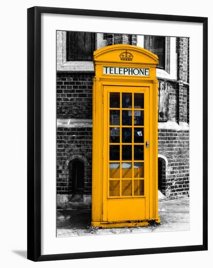 Red Phone Booth in London painted Yellow - City of London - UK - England - United Kingdom - Europe-Philippe Hugonnard-Framed Premium Photographic Print