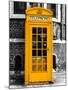 Red Phone Booth in London painted Yellow - City of London - UK - England - United Kingdom - Europe-Philippe Hugonnard-Mounted Premium Photographic Print