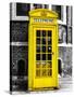 Red Phone Booth in London painted Yellow - City of London - UK - England - United Kingdom - Europe-Philippe Hugonnard-Stretched Canvas