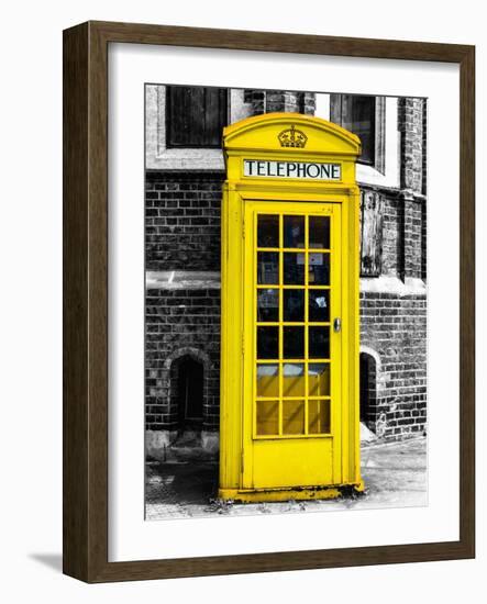 Red Phone Booth in London painted Yellow - City of London - UK - England - United Kingdom - Europe-Philippe Hugonnard-Framed Art Print