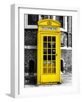 Red Phone Booth in London painted Yellow - City of London - UK - England - United Kingdom - Europe-Philippe Hugonnard-Framed Art Print