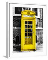 Red Phone Booth in London painted Yellow - City of London - UK - England - United Kingdom - Europe-Philippe Hugonnard-Framed Art Print