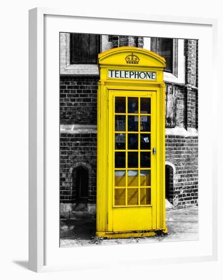 Red Phone Booth in London painted Yellow - City of London - UK - England - United Kingdom - Europe-Philippe Hugonnard-Framed Art Print