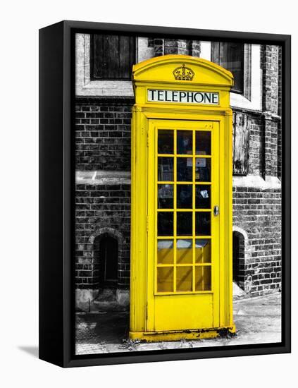 Red Phone Booth in London painted Yellow - City of London - UK - England - United Kingdom - Europe-Philippe Hugonnard-Framed Stretched Canvas