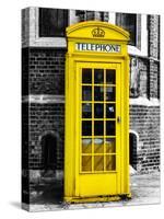 Red Phone Booth in London painted Yellow - City of London - UK - England - United Kingdom - Europe-Philippe Hugonnard-Stretched Canvas