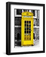 Red Phone Booth in London painted Yellow - City of London - UK - England - United Kingdom - Europe-Philippe Hugonnard-Framed Art Print