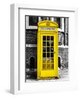 Red Phone Booth in London painted Yellow - City of London - UK - England - United Kingdom - Europe-Philippe Hugonnard-Framed Art Print