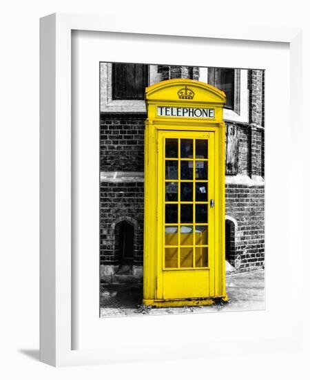 Red Phone Booth in London painted Yellow - City of London - UK - England - United Kingdom - Europe-Philippe Hugonnard-Framed Art Print