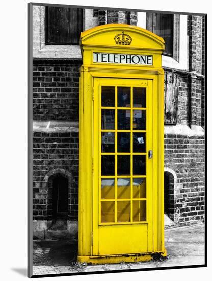 Red Phone Booth in London painted Yellow - City of London - UK - England - United Kingdom - Europe-Philippe Hugonnard-Mounted Art Print