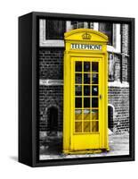 Red Phone Booth in London painted Yellow - City of London - UK - England - United Kingdom - Europe-Philippe Hugonnard-Framed Stretched Canvas