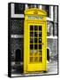 Red Phone Booth in London painted Yellow - City of London - UK - England - United Kingdom - Europe-Philippe Hugonnard-Framed Stretched Canvas