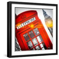 Red Phone Booth in London with the Big Ben - City of London - UK - England - United Kingdom-Philippe Hugonnard-Framed Photographic Print