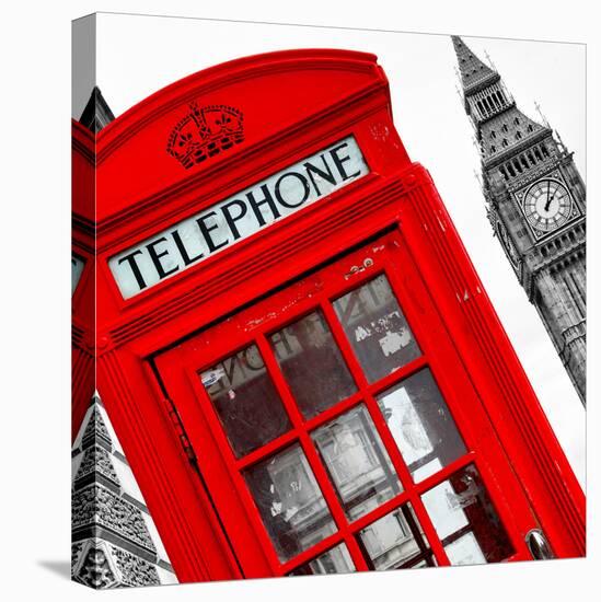 Red Phone Booth in London with the Big Ben - City of London - UK - England - United Kingdom-Philippe Hugonnard-Stretched Canvas