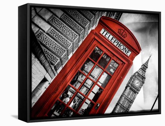 Red Phone Booth in London with the Big Ben - City of London - UK - England - United Kingdom-Philippe Hugonnard-Framed Stretched Canvas