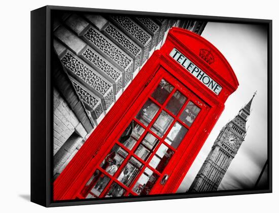 Red Phone Booth in London with the Big Ben - City of London - UK - England - United Kingdom-Philippe Hugonnard-Framed Stretched Canvas