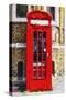 Red Phone Booth - In the Style of Oil Painting-Philippe Hugonnard-Stretched Canvas