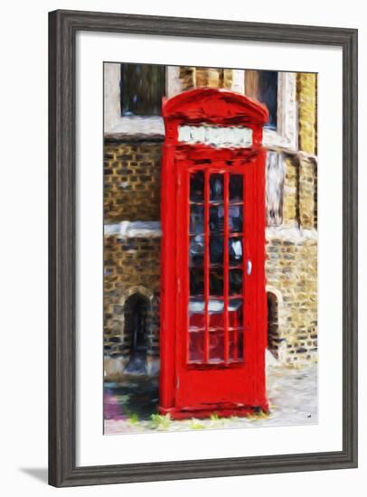 Red Phone Booth - In the Style of Oil Painting-Philippe Hugonnard-Framed Giclee Print