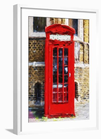 Red Phone Booth - In the Style of Oil Painting-Philippe Hugonnard-Framed Giclee Print