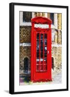 Red Phone Booth - In the Style of Oil Painting-Philippe Hugonnard-Framed Giclee Print