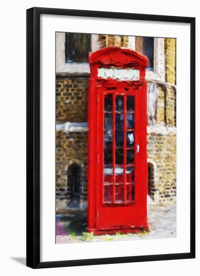 Red Phone Booth - In the Style of Oil Painting-Philippe Hugonnard-Framed Giclee Print