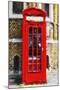 Red Phone Booth - In the Style of Oil Painting-Philippe Hugonnard-Mounted Giclee Print