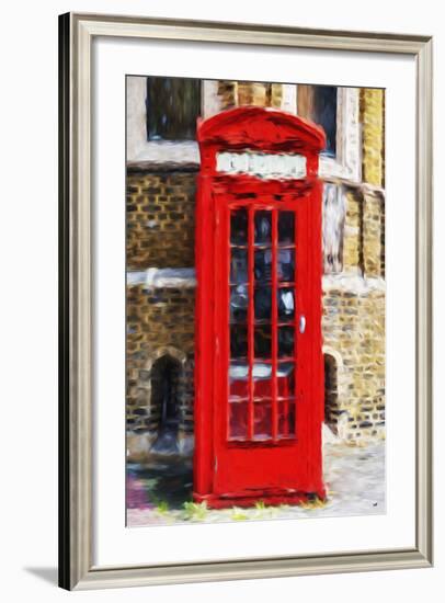 Red Phone Booth - In the Style of Oil Painting-Philippe Hugonnard-Framed Giclee Print