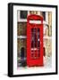 Red Phone Booth - In the Style of Oil Painting-Philippe Hugonnard-Framed Giclee Print