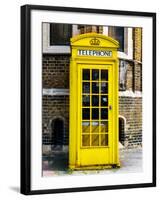 Red Phone Booth painted Yellow in London - City of London - UK - England - United Kingdom - Europe-Philippe Hugonnard-Framed Photographic Print