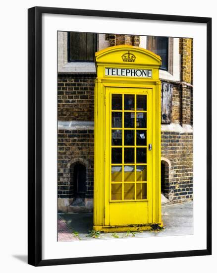 Red Phone Booth painted Yellow in London - City of London - UK - England - United Kingdom - Europe-Philippe Hugonnard-Framed Photographic Print