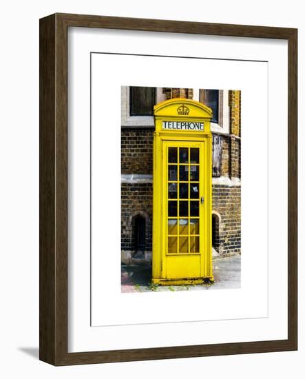 Red Phone Booth painted Yellow in London - City of London - UK - England - United Kingdom - Europe-Philippe Hugonnard-Framed Art Print