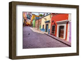 Red Pink Colorful Houses Narrow Street, Guanajuato, Mexico-William Perry-Framed Photographic Print