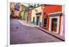 Red Pink Colorful Houses Narrow Street, Guanajuato, Mexico-William Perry-Framed Photographic Print