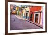 Red Pink Colorful Houses Narrow Street, Guanajuato, Mexico-William Perry-Framed Premium Photographic Print