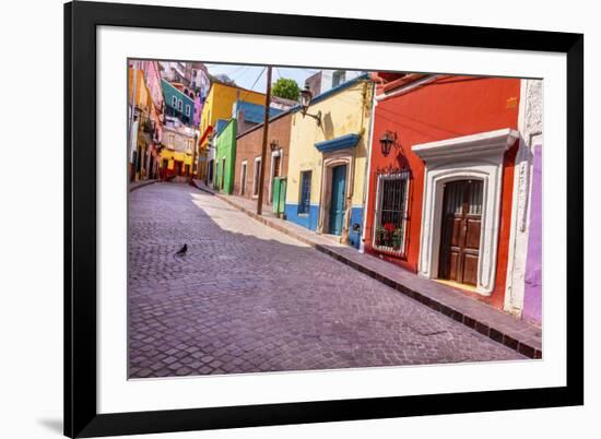 Red Pink Colorful Houses Narrow Street, Guanajuato, Mexico-William Perry-Framed Premium Photographic Print