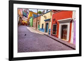 Red Pink Colorful Houses Narrow Street, Guanajuato, Mexico-William Perry-Framed Premium Photographic Print