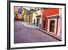 Red Pink Colorful Houses Narrow Street, Guanajuato, Mexico-William Perry-Framed Premium Photographic Print