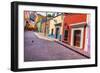 Red Pink Colorful Houses Narrow Street, Guanajuato, Mexico-William Perry-Framed Photographic Print