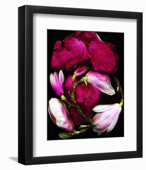 Red pink Magnolia Heart Spring-null-Framed Art Print